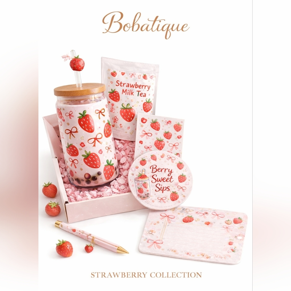 Strawberry Collection Pink Tumbler Gift Set